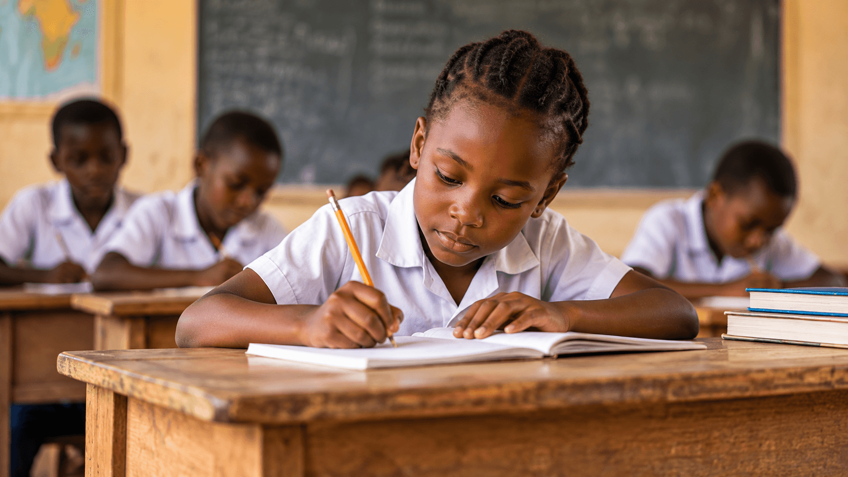 Child learning in a classroom